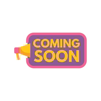 Megaphone announcing coming soon promotion banner vector