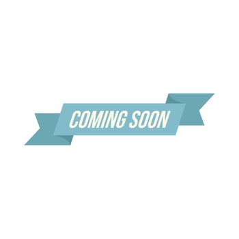 Blue coming soon ribbon showing new product launch vector