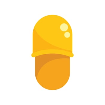 Yellow pill capsule medicine treatment healthcare icon vector
