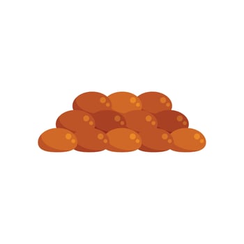 Pile of freshly baked round bread loaves on white background vector