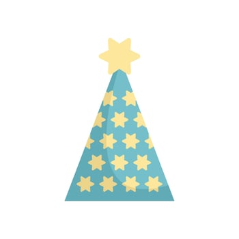 Blue party hat with yellow stars celebrating a birthday party vector