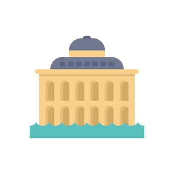 Water rising around government building climate change concept icon vector