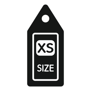 Black clothing tag icon showing extra small size vector
