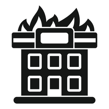 Fire burning office building icon illustration vector