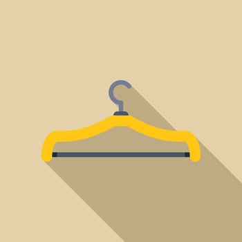 Yellow clothes hanger icon in flat style on a beige background vector