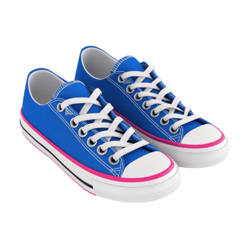 blue sneakers with pink laces on a transparent background png