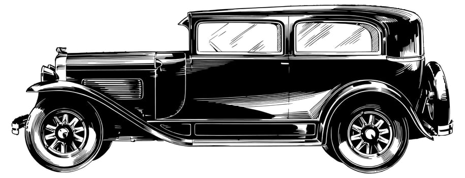 Vintage car side view silhouette icon vector