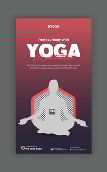 Yoga and meditation class social media story design and yoga class vertical banner design template vector