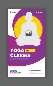 Yoga and meditation web vertical banner design template vector