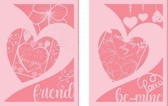 Be mine 2 layer greeting card. vector