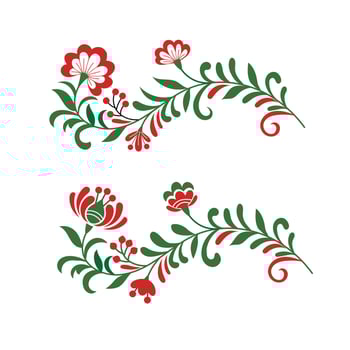 Branch with leaves and flowers hand drawn decorative ornaments vector