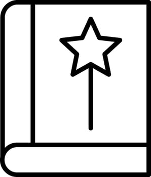 A black and white image of a book with a star on top vector