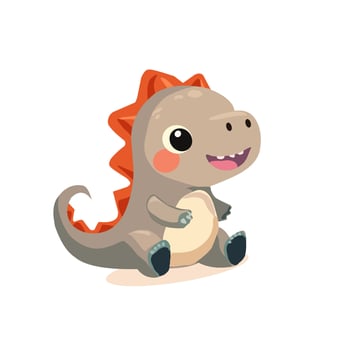 Funny cute dinosaur cartoon character illustration on white background vector