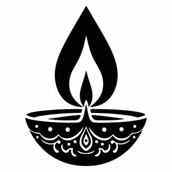 Diwali lamp silhouette art design vector
