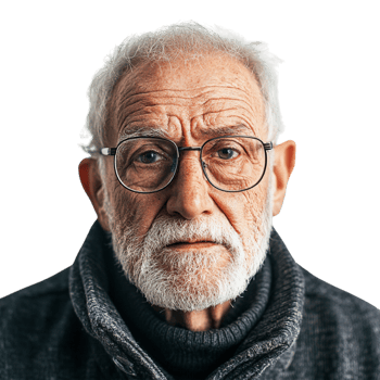 An older man with glasses and a beard png