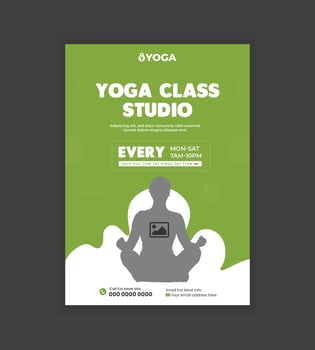 Creative and modern template design flyer and brochure for yoga class promotion with A4 size layout vector
