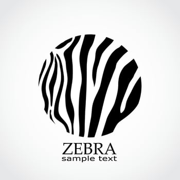 zebra stripes black white circle animal logo design vector