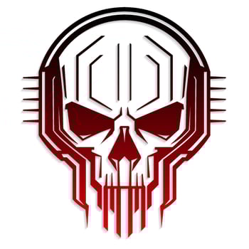 cyber skull circuit board color logo symbol vector