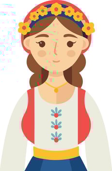 A illustration of a woman in traditional Eastern European attire, symbolizing culture, tradition, and heritage. vector