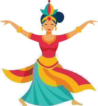 A vibrant illustration of a traditional dancer in colorful attire, symbolizing movement, cultural heritage, and celebration. vector