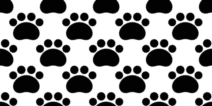 bear polar paw seamless pattern dog footprint cat kitten fluffy french bulldog puppy pet toy breed cartoon doodle gift wrapping paper tile background repeat wallpaper illustration design black vector
