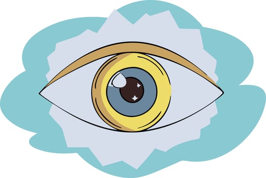 A illustration of an abstract eye in the clouds, symbolizing perception, imagination, and visionary thinking. vector