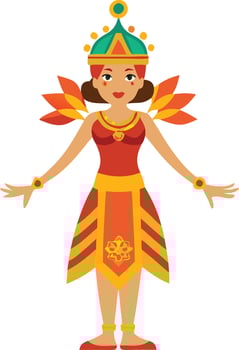 A illustration of a woman in a festive costume, symbolizing celebration, joy, and cultural festivals. vector