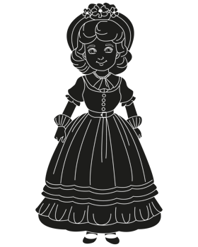 Aristocratic girl of Europe outline. Renaissance period. France People wearing medieval fashion vintage clothes. illustration png