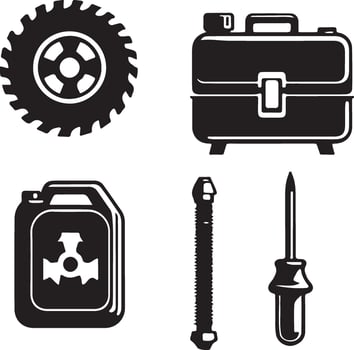 Car repairing tool box icon set. vector