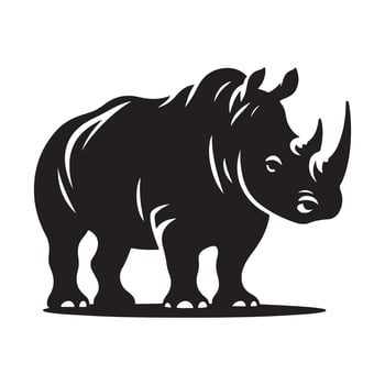 Rhinoceros silhouette on white background. vector