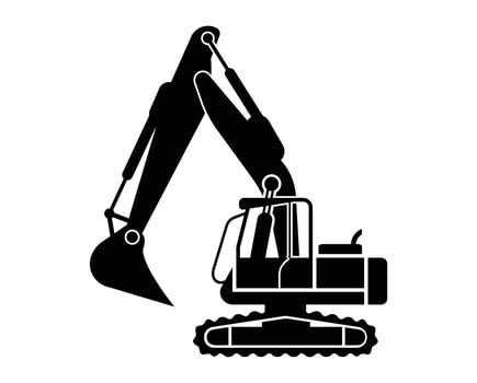 Excavator Silhouette on White Background vector