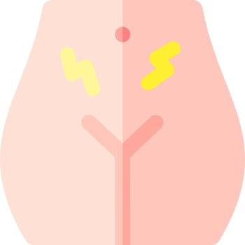 A woman's stomach with a yellow lightning bolt on it vector
