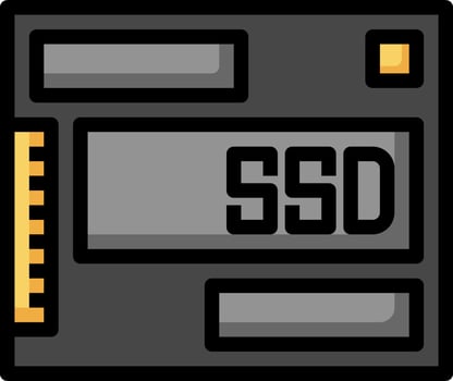 A black and yellow icon with the word ssd vector