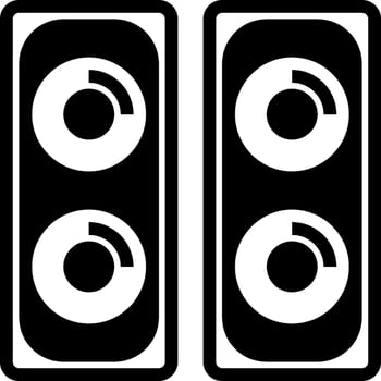 Two speakers with a white background and black circles vector