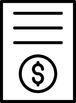 A black and white icon of a dollar sign vector
