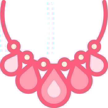 A pink necklace with pink drops on it vector