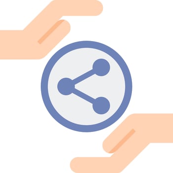 Two hands holding a circle with a circle inside vector
