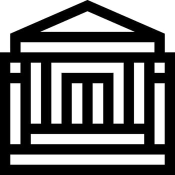 A black and white image of a building with columns vector