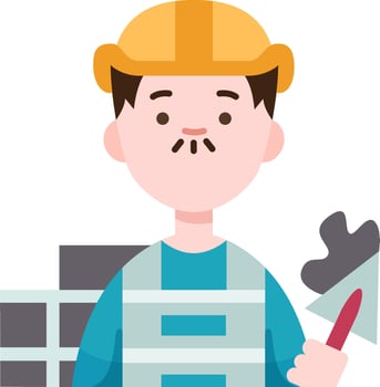 A man in a hard hat holding a hammer and a brick vector