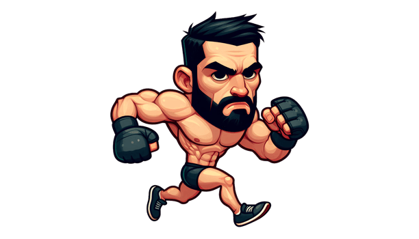 Dynamic Fighter Man Caricature in Cartoon Style png