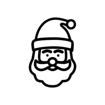 Hand Drawn Santa Claus Head, Cute Santa Claus Icon, Santa Claus Line Art vector