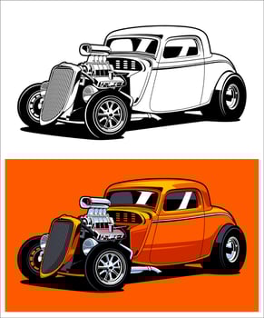 Orange Hotrod Car Illustration Design vector