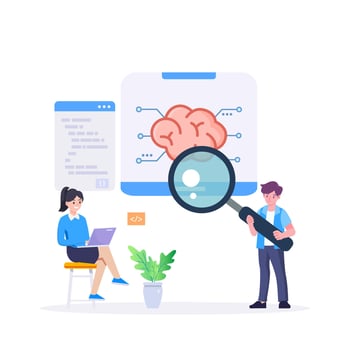 Brain Developers programming artificial Intelligence vector