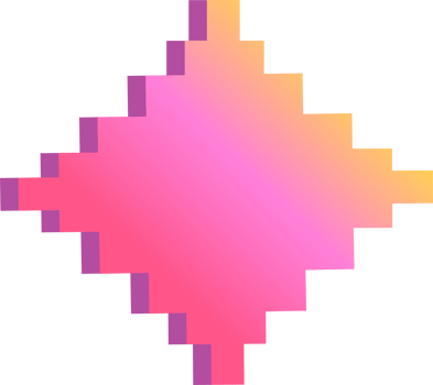 A pixelated pink and orange square png