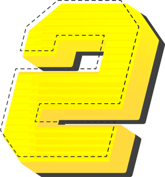Number 2, Yellow 3D Tech Modern Alphabet png