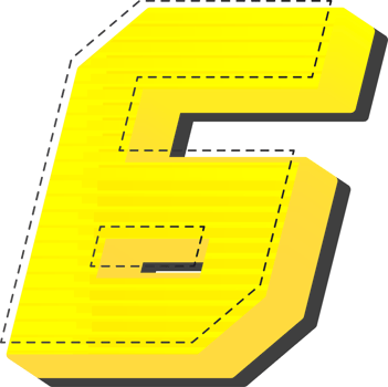 Number 6, Yellow 3D Tech Modern Alphabet png