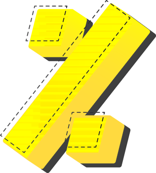 Percent, Yellow 3D Tech Modern Alphabet png
