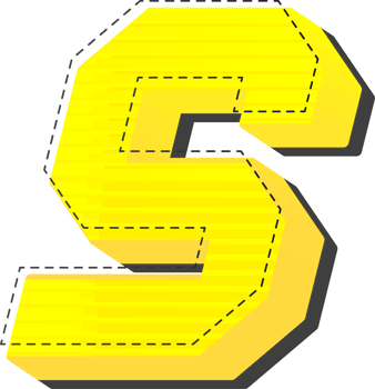 Letter S, Yellow 3D Tech Modern Alphabet png