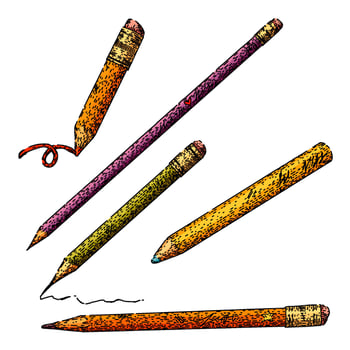 pencil set sketch hand drawn vector
