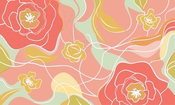 A floral background with pink and green flowers vector